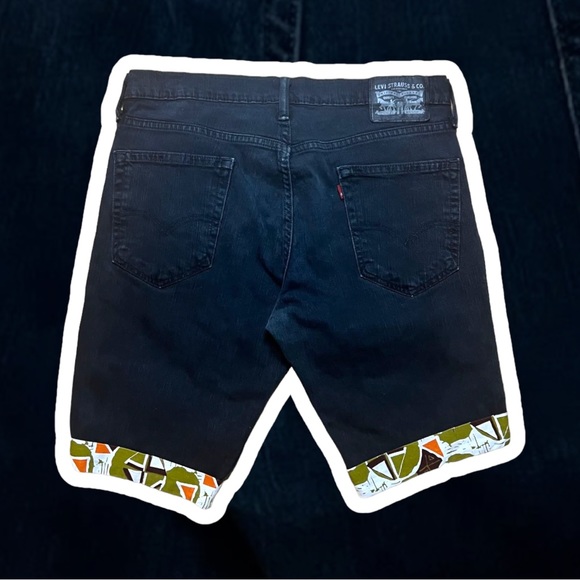 Levi’s Black Denim Shorts with Pattern Men’s W34 - Picture 3 of 4
